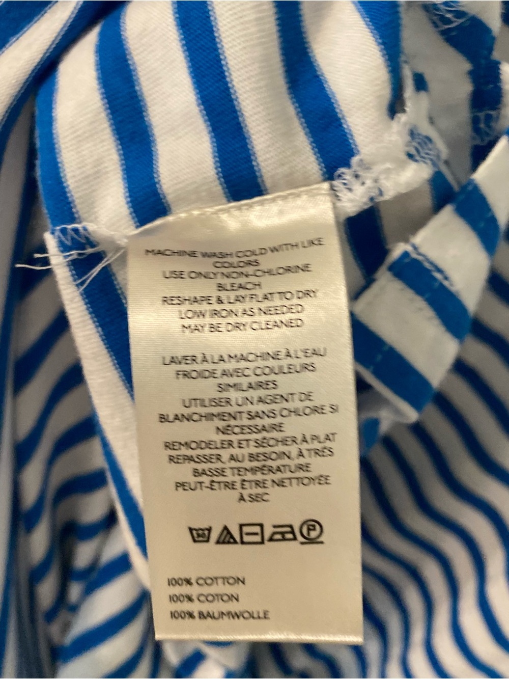 NWOT Anthropologie Daily Practice Cotton Long Sleeve Tee (vivid cerulean/white) - Picture 8 of 9
